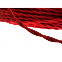 Kolorowy kabel w oplocie skręcany 2x0,75 czerwony